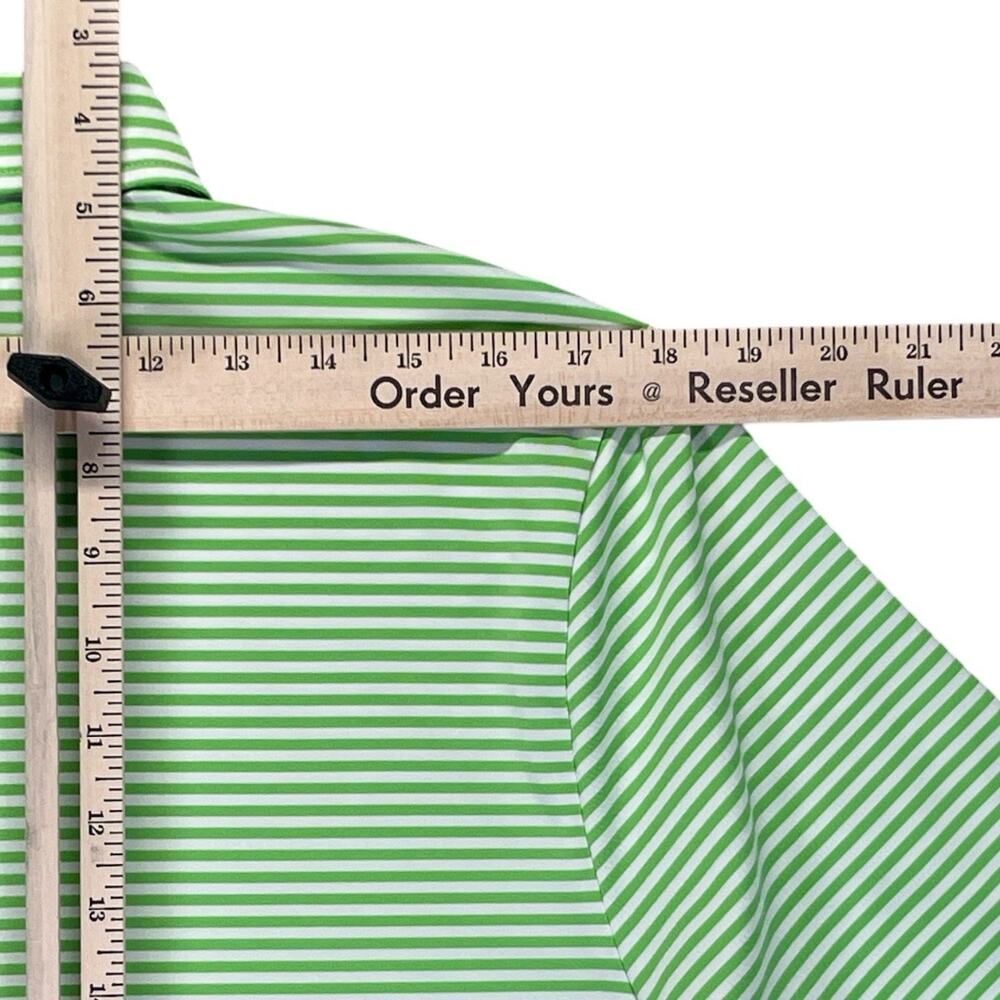RLX Ralph Lauren Polo Shirt Mens Medium Green Striped Performance Golf Stretch - Picture 7 of 10